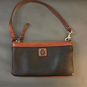 Dooney & Bourke Black and Tan Leather Wristlet